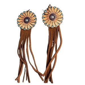 Sunflower fringe boho earrings